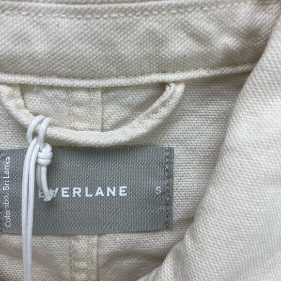 Everlane Womens Cinchable Chore Jacket Small Cream Bone Cotton Canvas Button NWT - Picture 9 of 10